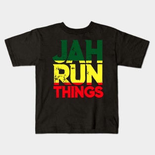 Jah Run Things Rasta Reggae Rastafari Kids T-Shirt